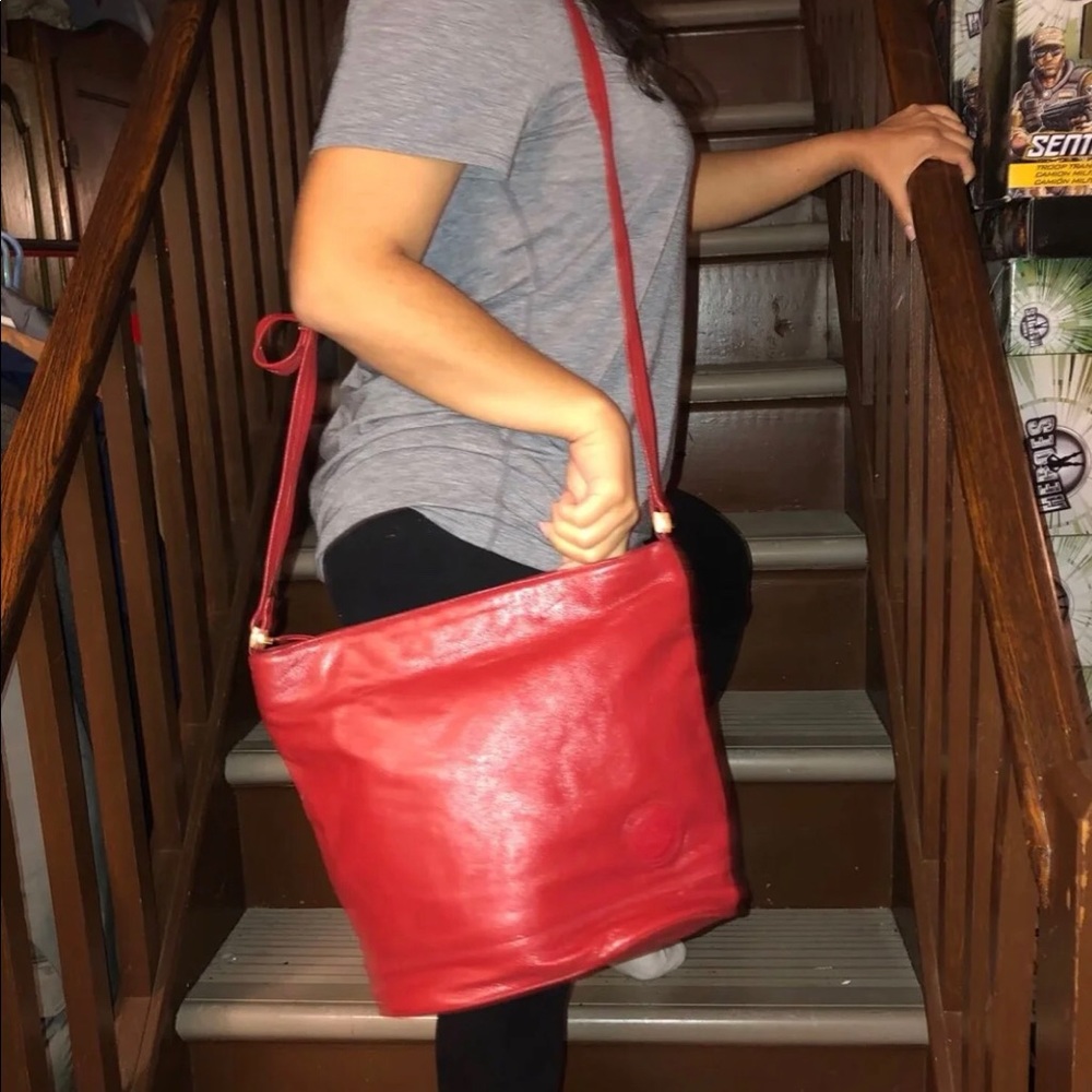 Genuine Leather Red Crossbody